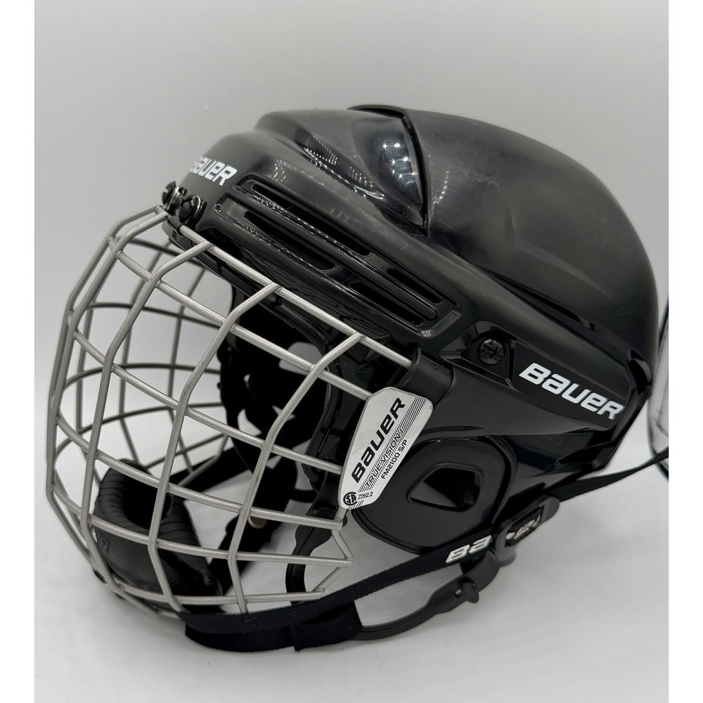Bauer Hockey Helmet  BHH2100 JR  Size 48-54 Cm with Cage FM2100 Flip Up Black